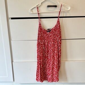 Lulus Red Floral Spaghetti Strap Dress